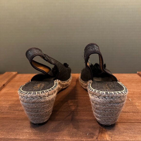 Clarks Artisan Womens Blue Leather Slingback Wedge Sandals Size 9.5M - Picture 3 of 7